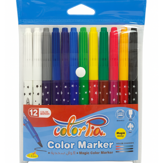 Colorpia Class Colored Magic Markers 12 Colors || الوان شينية سحرية كلاس كولوربيا 12 لون