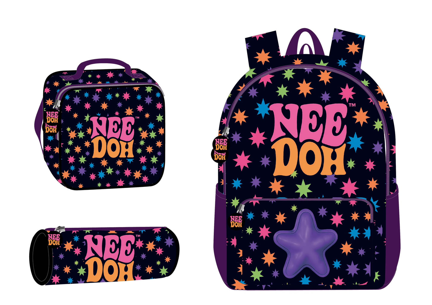 17" backpack set 3 pcs NEE DOH || شنطة ظهر 17 انش 3 قطع البرق  ني دو