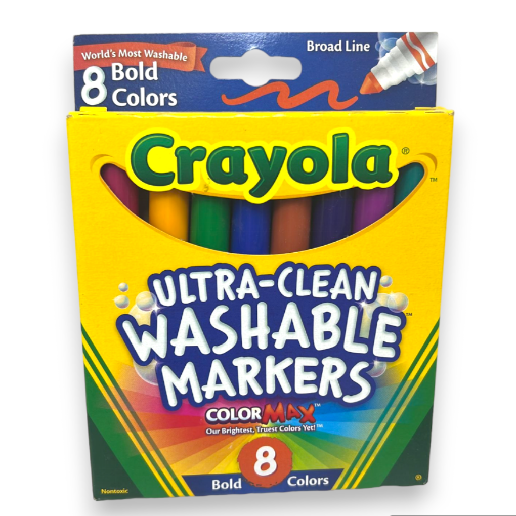 Crayola Ultra Cleam Washable Markers Color Max 8 Bold Colors Broad Line || الوان كرايولا الترا كلين قابله للغسل 8 لون راس عريض 