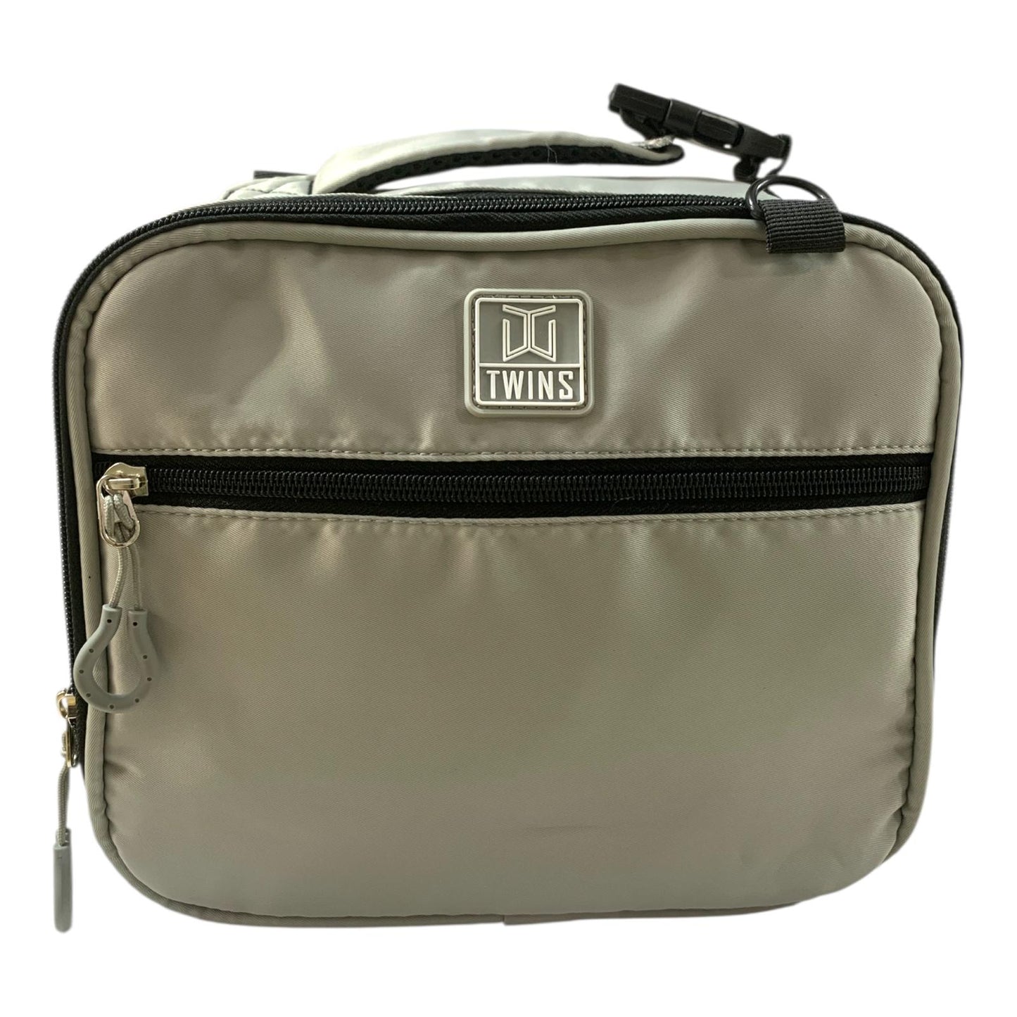 Twins Insulated Lunch Bag Stylish & Reusable Lunch Box for Kids & Adults Biege || شنطة اكل توينز اي اند تي سحابين للمدرسة و الدوامات لون بيج