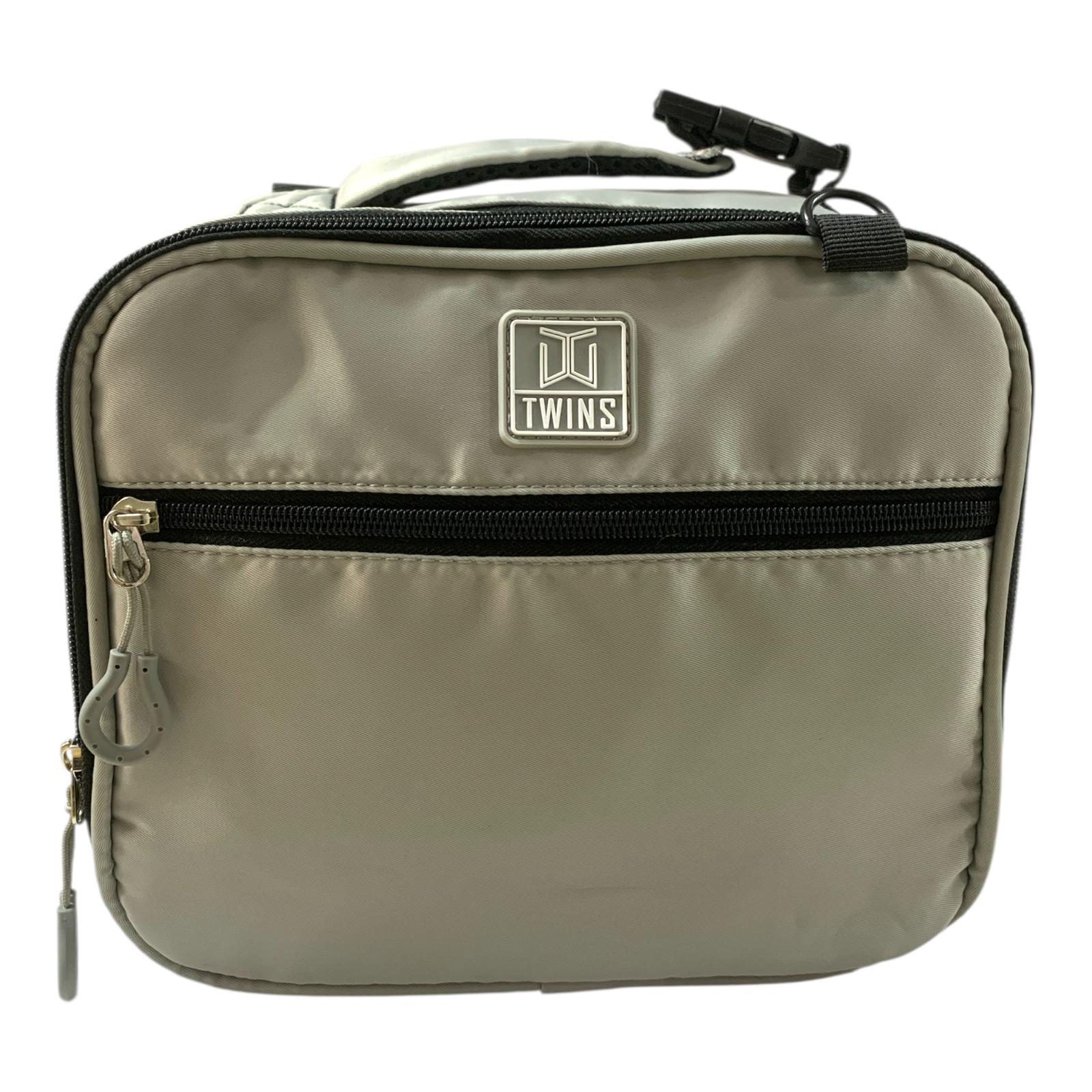 Twins Insulated Lunch Bag Stylish & Reusable Lunch Box for Kids & Adults Biege || شنطة اكل توينز اي اند تي سحابين للمدرسة و الدوامات لون بيج