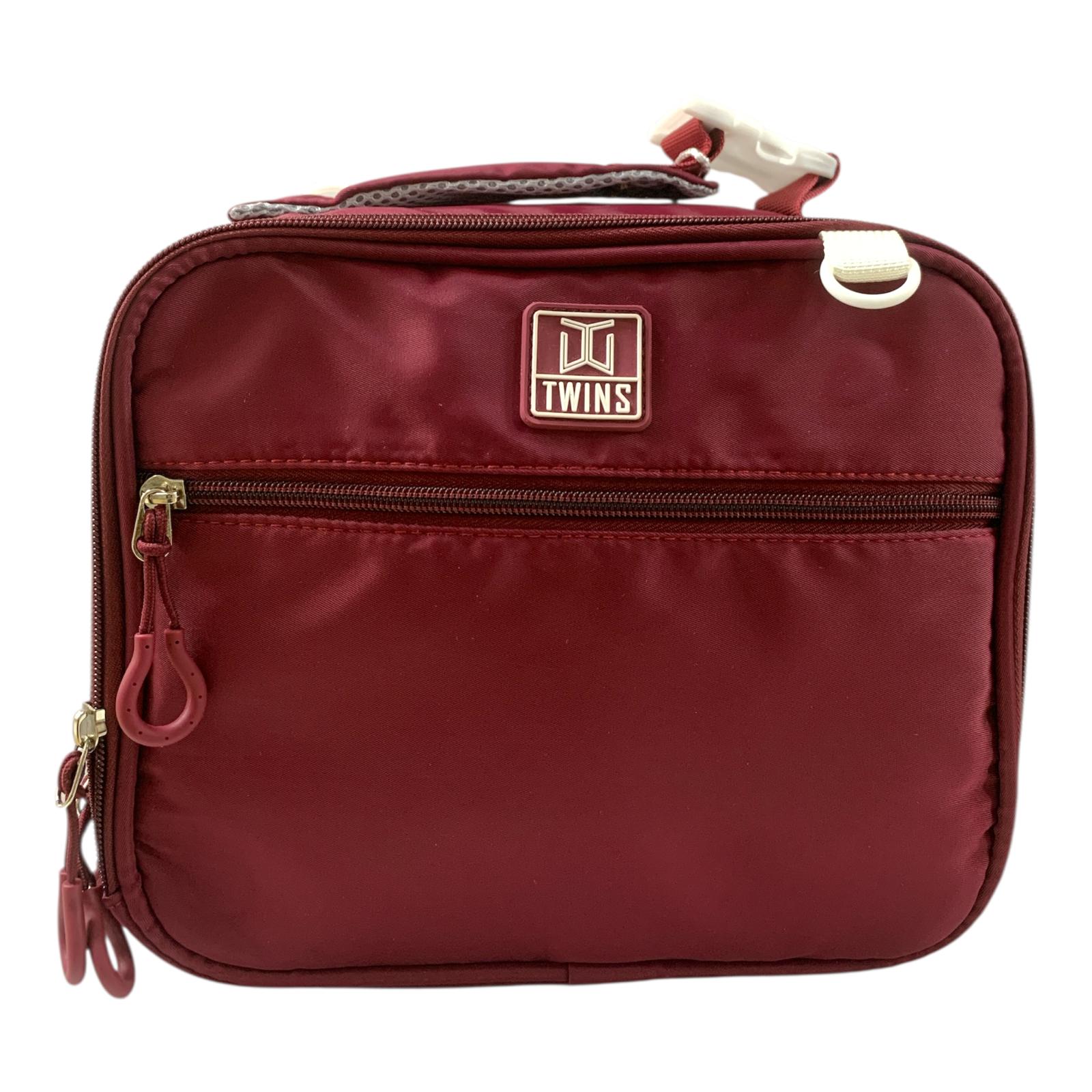 Twins Insulated Lunch Bag Stylish & Reusable Lunch Box for Kids & Adults Red || شنطة اكل توينز اي اند تي سحابين للمدرسة و الدوامات لون احمر