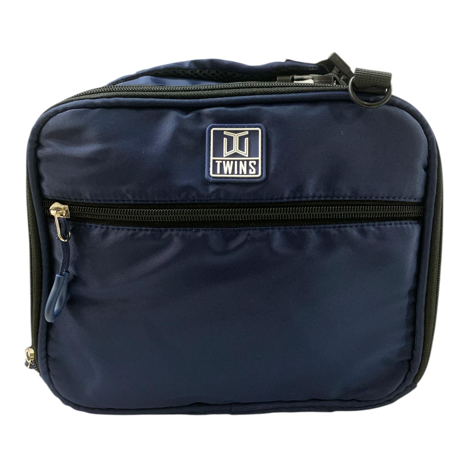 Twins Insulated Lunch Bag Stylish & Reusable Lunch Box for Kids & Adults (Blue) || شنطة اكل توينز اي اند تي سحابين للمدرسة و الدوامات لون ازرق