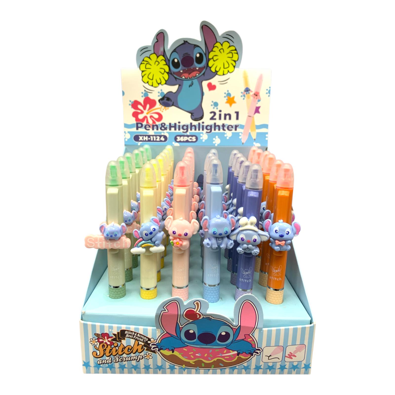 Stitch Giveaways 2 in 1 Highlighters and Pen Assorted Model 1124 || قلم و هايلايتر 2 في 1 ستيتش للتوزيعات موديلات متنوعة 1124