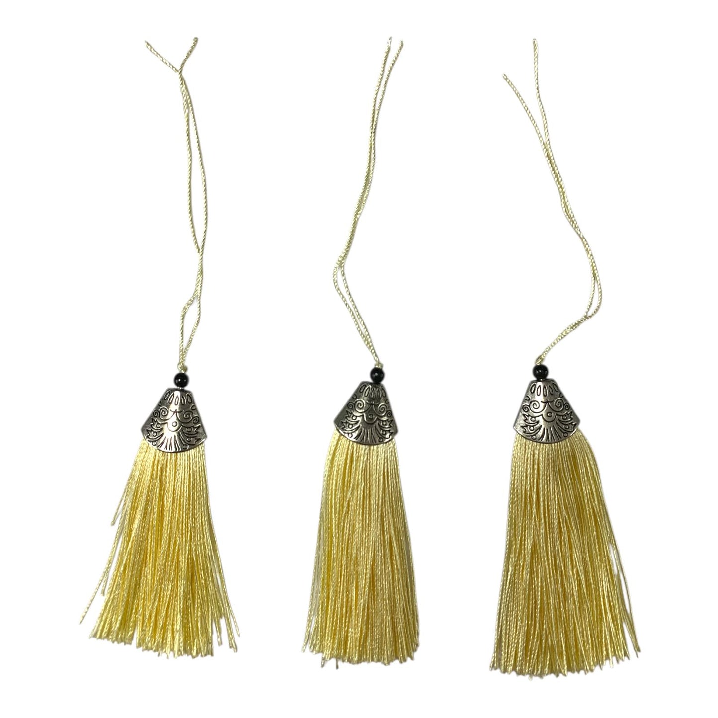 Silk Tassels with Decorative Caps 3-Pack for Art and Crafts #1 || كراكيش ملونة براس حديد 3 قطعة للاشغال اليدوية #1