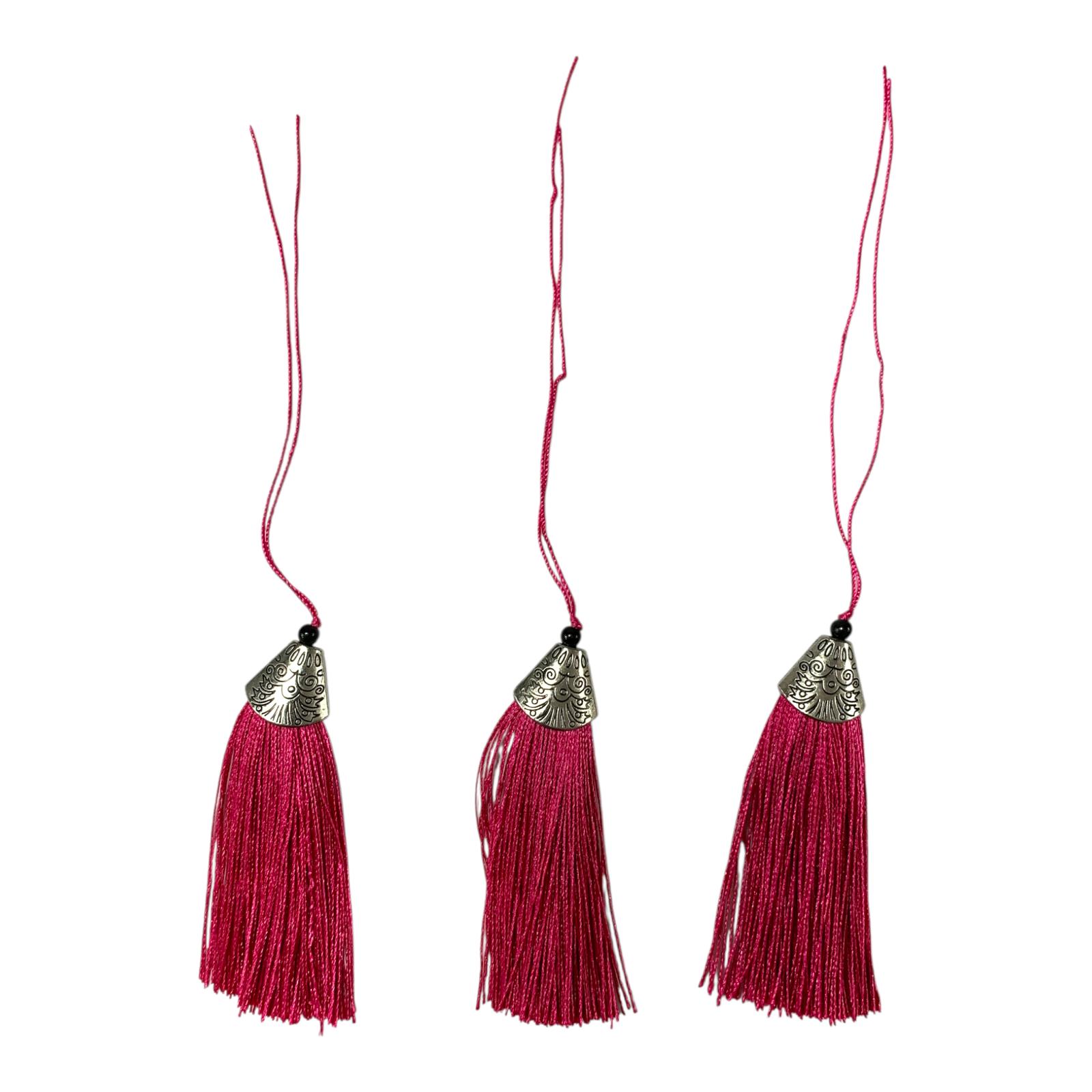 Silk Tassels with Decorative Caps 3-Pack for Art and Crafts #3 || كراكيش ملونة براس حديد 3 قطعة للاشغال اليدوية #3