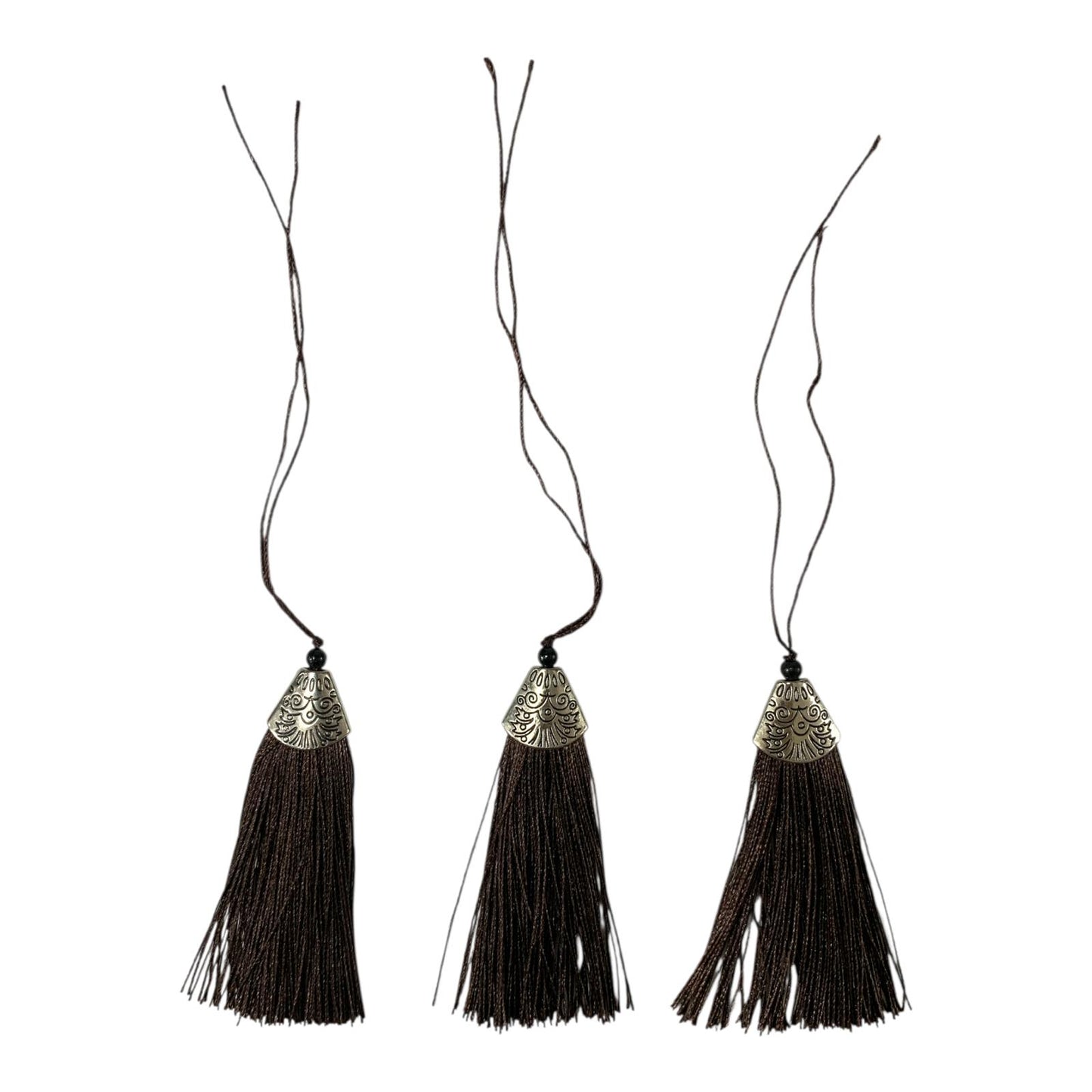 Silk Tassels with Decorative Caps 3-Pack for Art and Crafts #4 || كراكيش ملونة براس حديد 3 قطعة للاشغال اليدوية #4