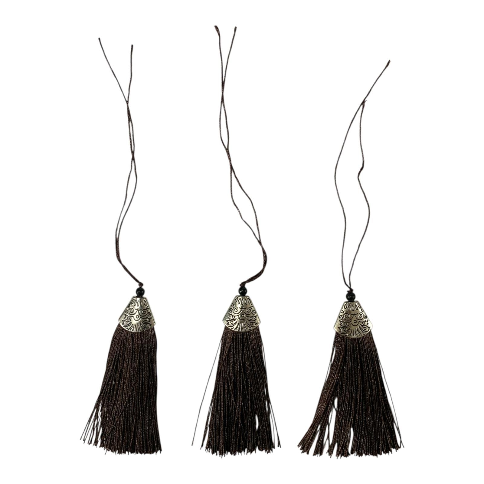 Silk Tassels with Decorative Caps 3-Pack for Art and Crafts #4 || كراكيش ملونة براس حديد 3 قطعة للاشغال اليدوية #4