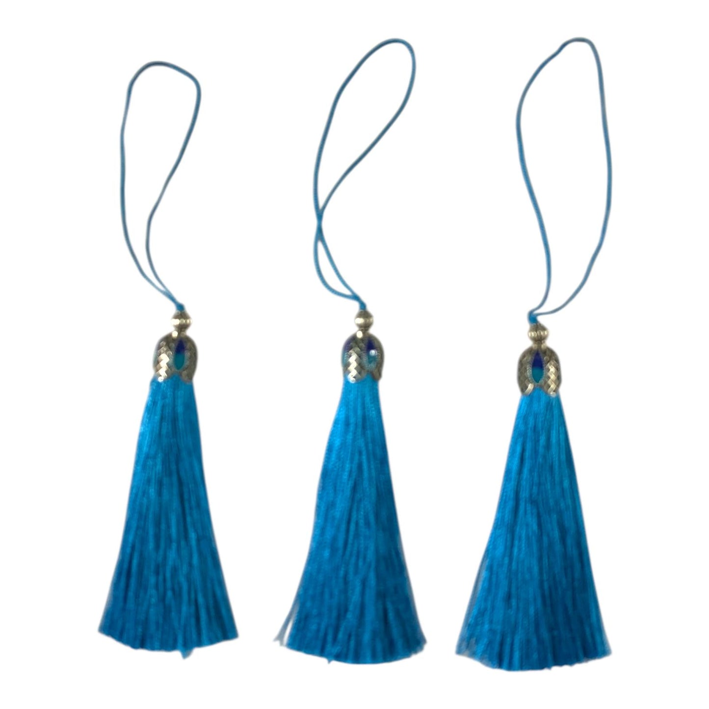 Silk Tassels with Decorative Caps 3-Pack for Art and Crafts #5 || كراكيش ملونة براس حديد 3 قطعة للاشغال اليدوية #5