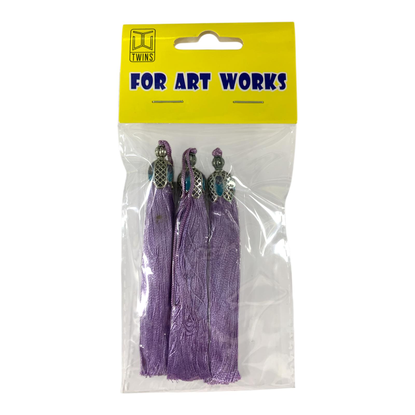 Silk Tassels with Decorative Caps 3-Pack for Art and Crafts #6 || كراكيش ملونة براس حديد 3 قطعة للاشغال اليدوية #6