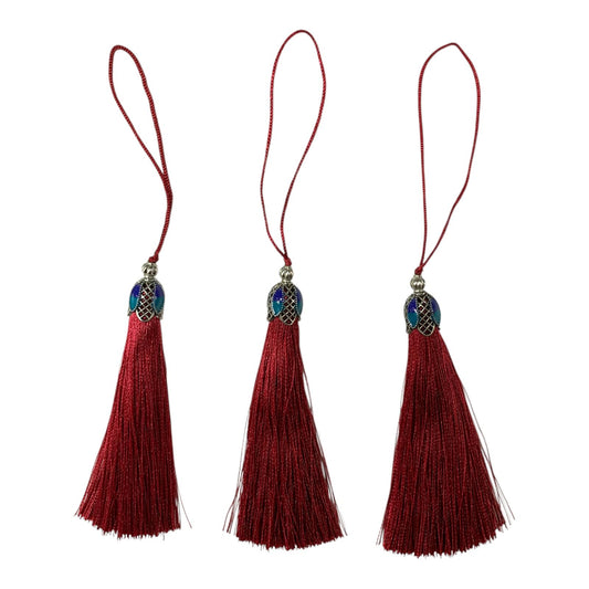 Silk Tassels with Decorative Caps 3-Pack for Art and Crafts #7 || كراكيش ملونة براس حديد 3 قطعة للاشغال اليدوية #7