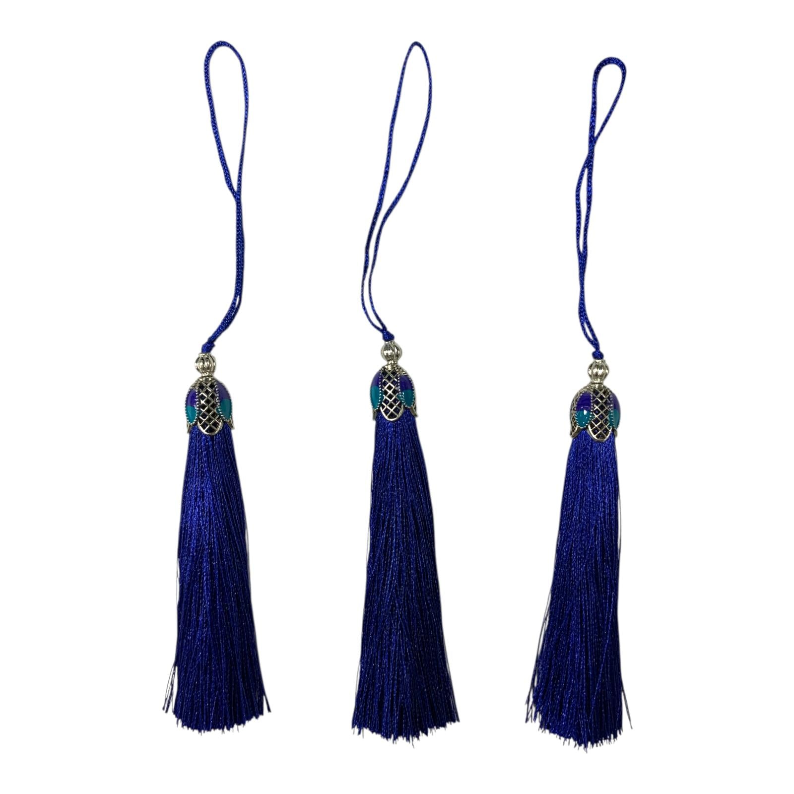 Silk Tassels with Decorative Caps 3-Pack for Art and Crafts #8 || كراكيش ملونة براس حديد 3 قطعة للاشغال اليدوية #8