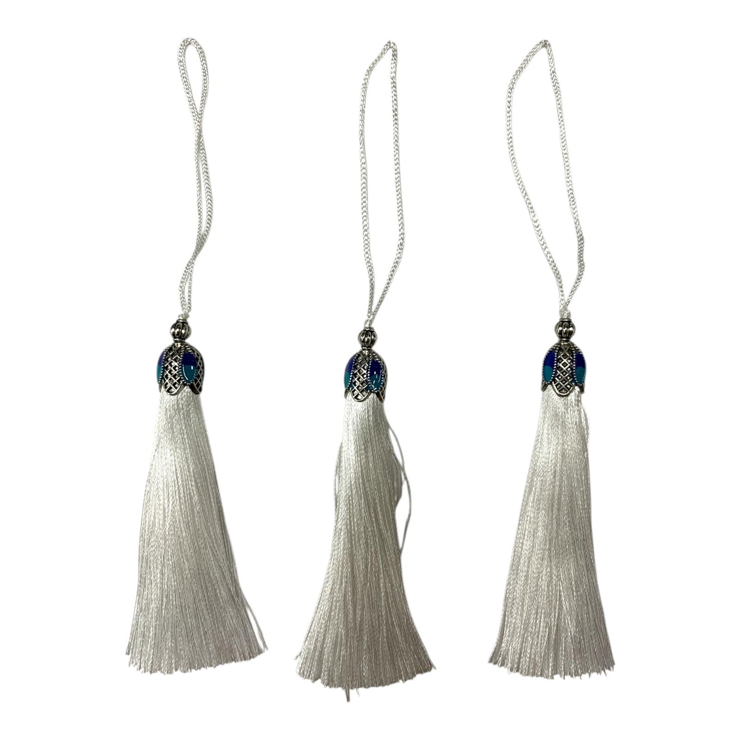 Silk Tassels with Decorative Caps 3-Pack for Art and Crafts #9 || كراكيش ملونة براس حديد 3 قطعة للاشغال اليدوية #9