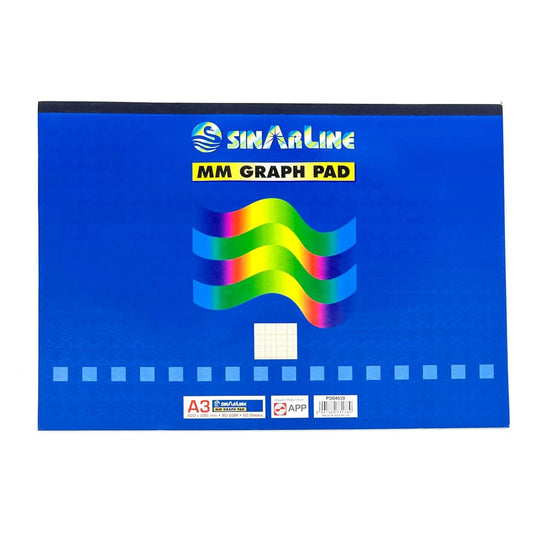 Sinarline Graph Pad 50 Sheets A3 Size || ورق مربعات هندسي رسم بياني سينارلاين حجم اي ثري 50 ورقة
