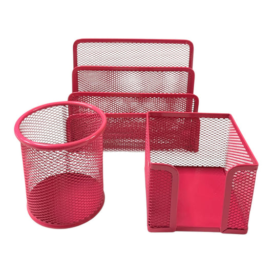 Fuchsia Mesh Desktop Set 3 Pcs || طقم مكتب شبك ٣ قطع لون فوشي