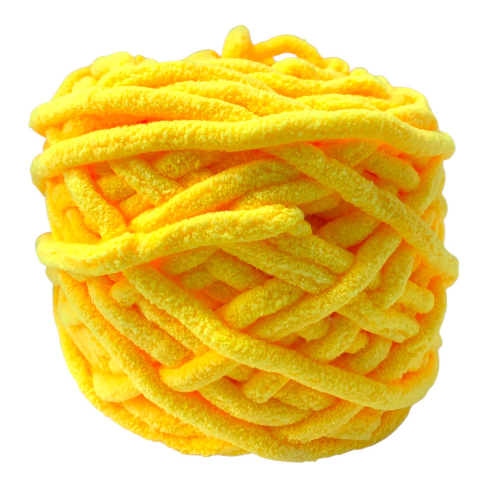 Yellow Chunky Chenille Yarn Super Soft & Plush || خيط صوف ناعم حجم كبير لون اصفر