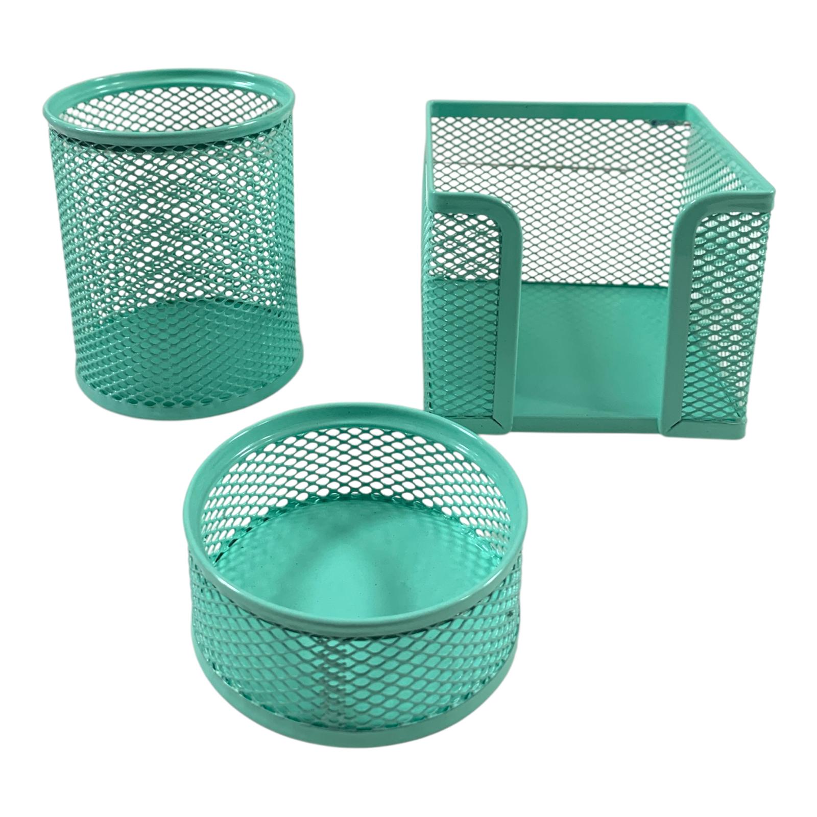Mint Green Mesh Desktop Set 3 Pcs || طقم مكتب شبك ٣ قطع لون اخضر منت