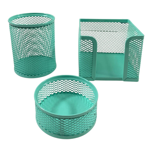 Mint Green Mesh Desktop Set 3 Pcs || طقم مكتب شبك ٣ قطع لون اخضر منت