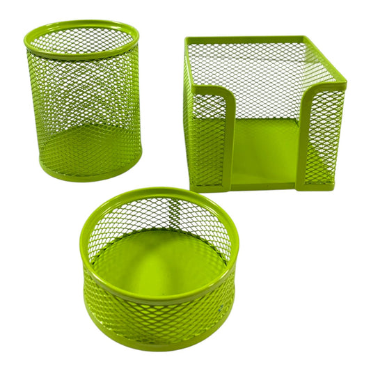 Green Mesh Desktop Set 3 Pcs || طقم مكتب شبك ٣ قطع لون اخضر