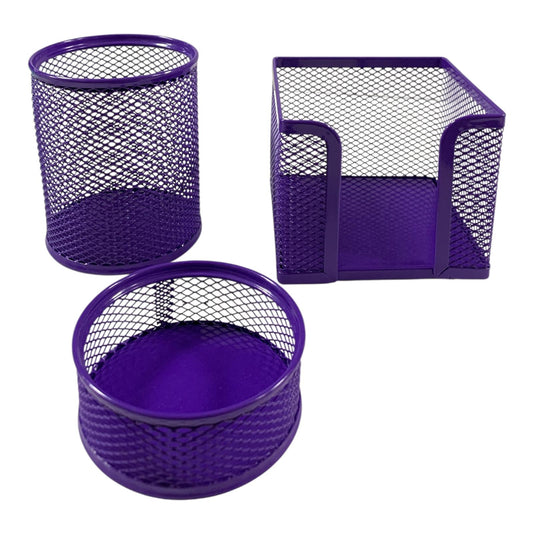 Purple Mesh Desktop Set 3 Pcs || طقم مكتب شبك ٣ قطع لون بنفسجي