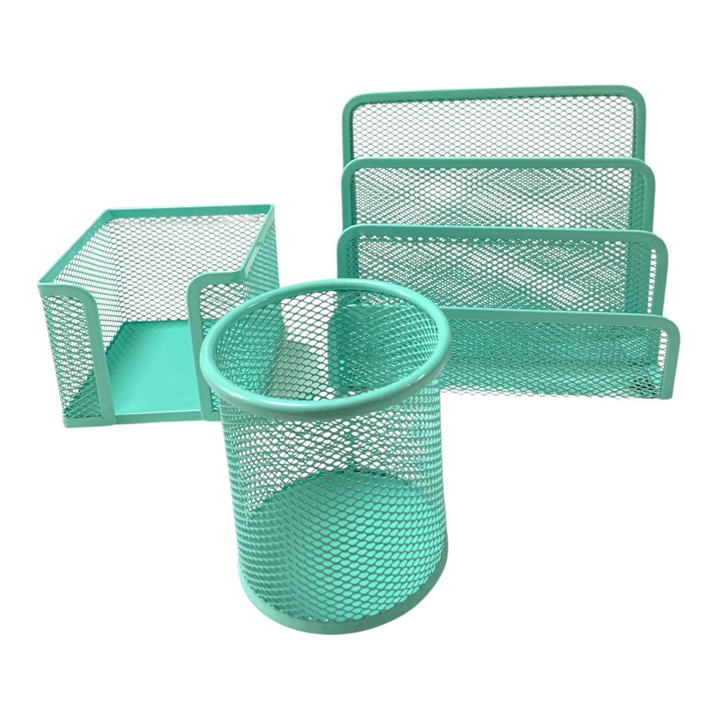 Mint Green Mesh Desktop Set 3 Pcs || طقم مكتب شبك ٣ قطع لون اخضر منت