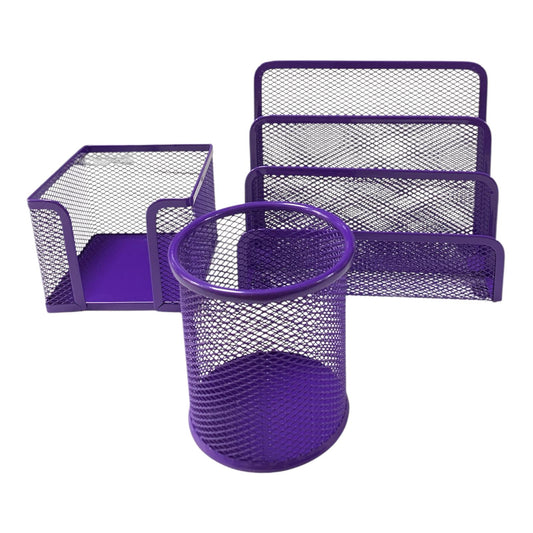 Mint Purple Mesh Desktop Set 3 Pcs || طقم مكتب شبك ٣ قطع لون بنفسجي