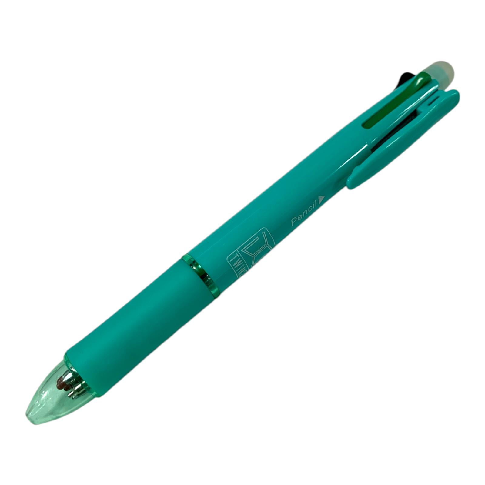 A&T Twins 4 Color Erasable Pen + Pencil Teal Color || قلم حبر ماسح اربع الوان مع رصاص اي اند تي توينز لون تركوازي