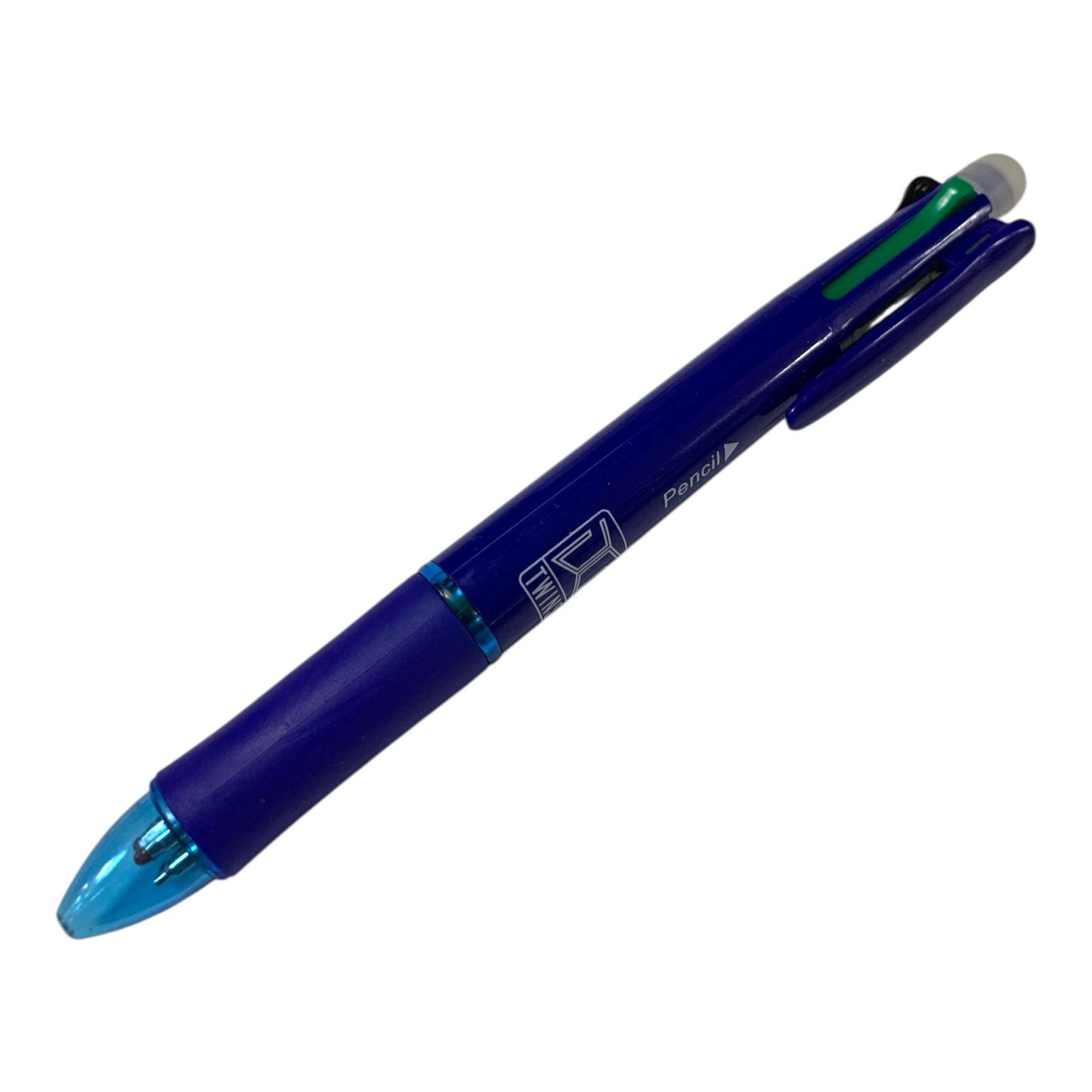 A&T Twins 4 Color Erasable Pen + Pencil Navy Color || قلم حبر ماسح اربع الوان مع رصاص اي اند تي توينز لون كحلي
