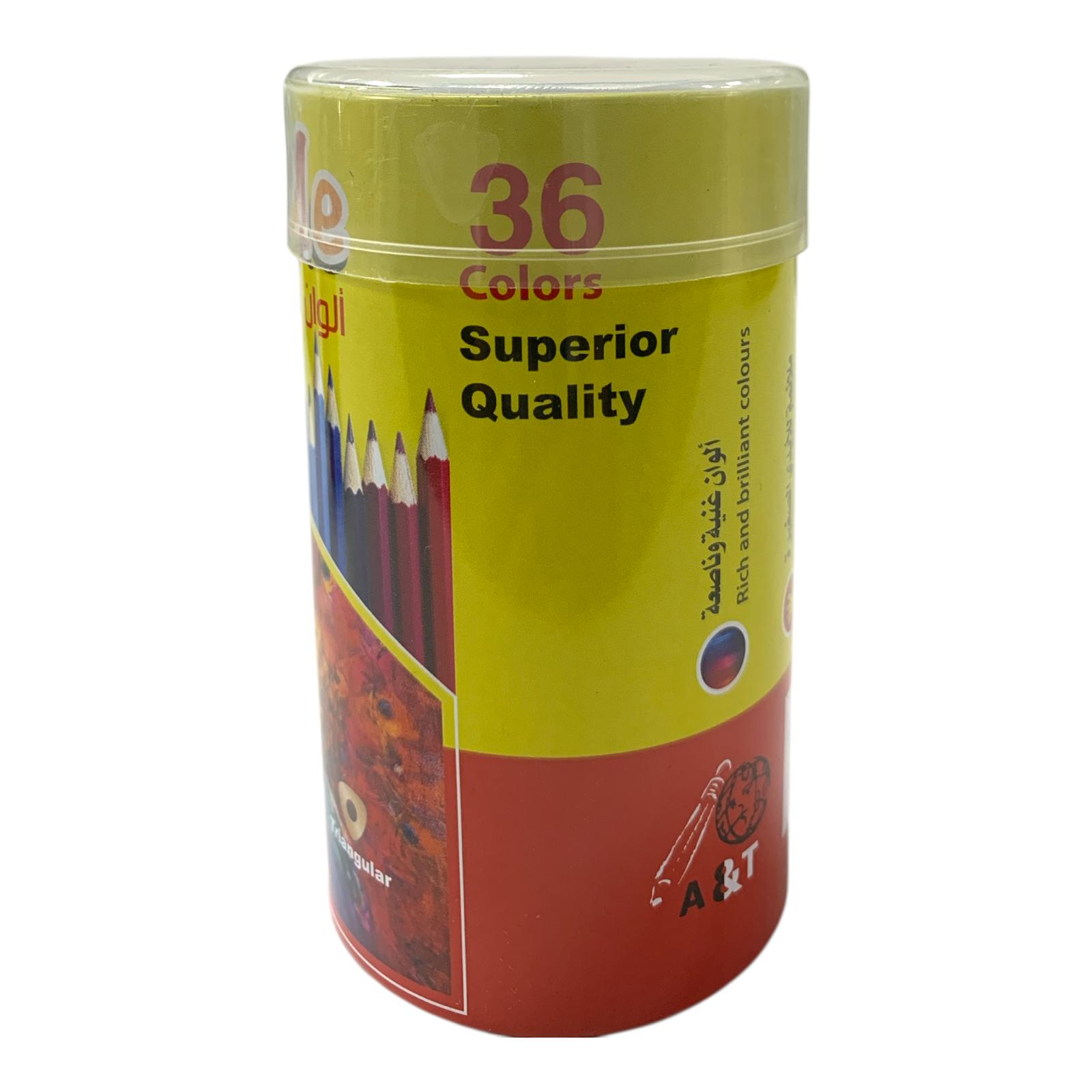 A&T Color Me Colored Short Pencils 36 Color Cylinder || الوان خشبية قصيرة 36 لون كولور مي