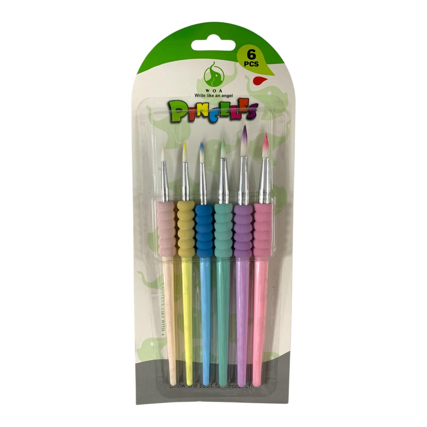 Fat Grip Paint Brushes for 6 Pcs Pastel Color || فرش رسم مسكله متينه 6 حبة راس دائري الوان باستيل
