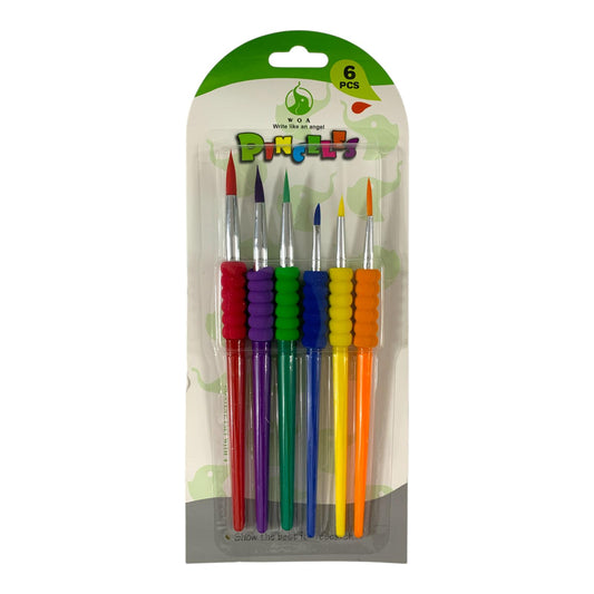 Fat Grip Paint Brushes for 6 Pcs Color || فرش رسم مسكله متينه 6 حبة راس دائري