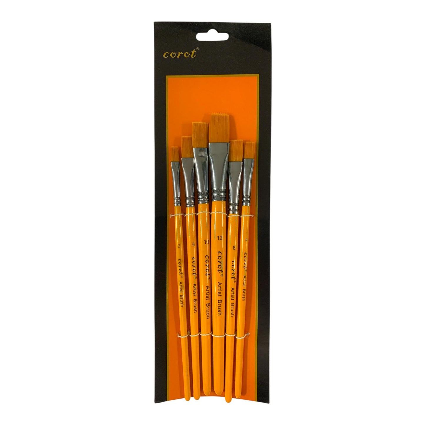 Corot Flat Paint Brushes 6 Pcs Assorted Sizes || فرش رسم راس مشطوف 6 حبة احجام متنوعة