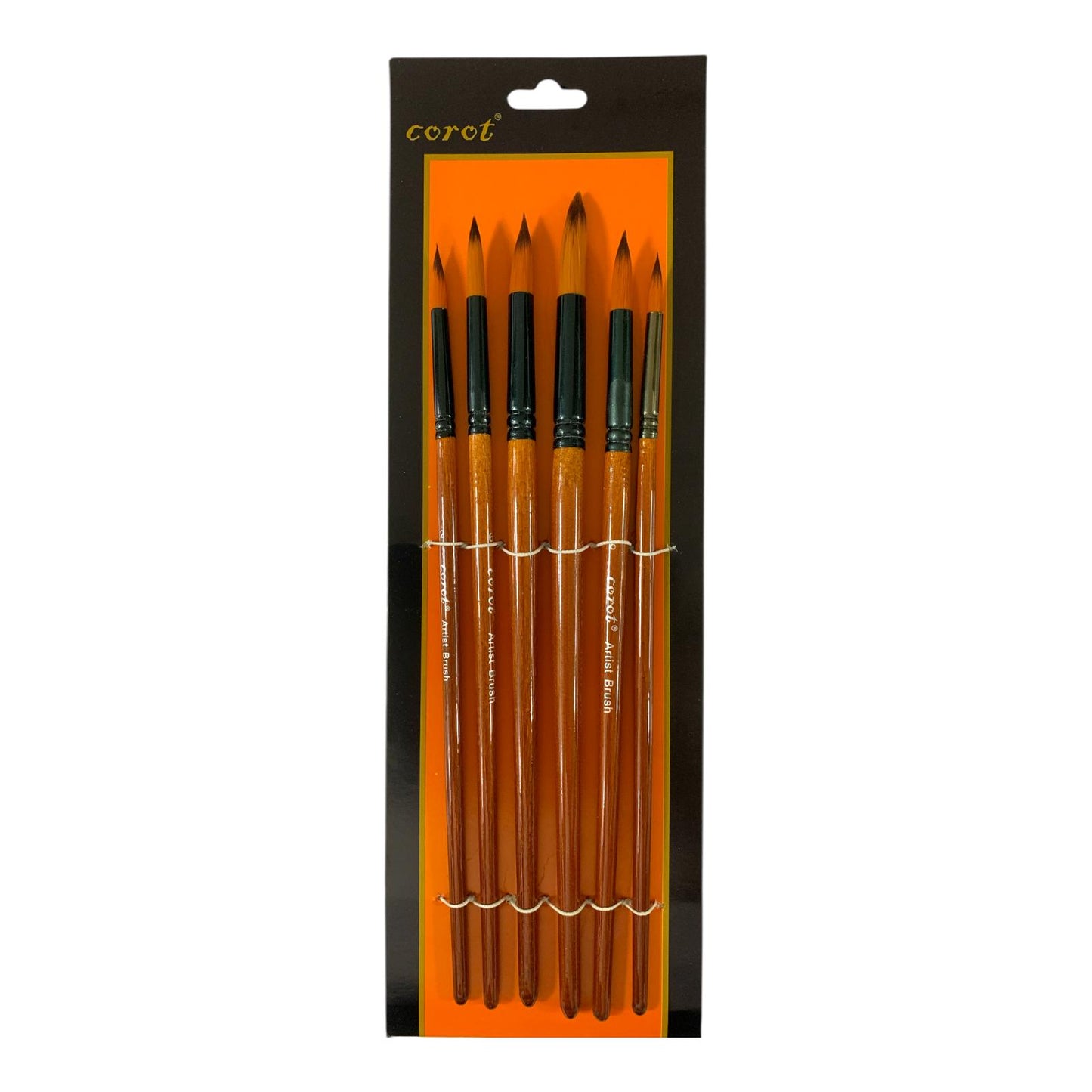 Corot Round Head Paint Brushes 6 Pcs Assorted Sizes || فرش رسم كوروت راس دائري 6 حبة احجام متنوعة