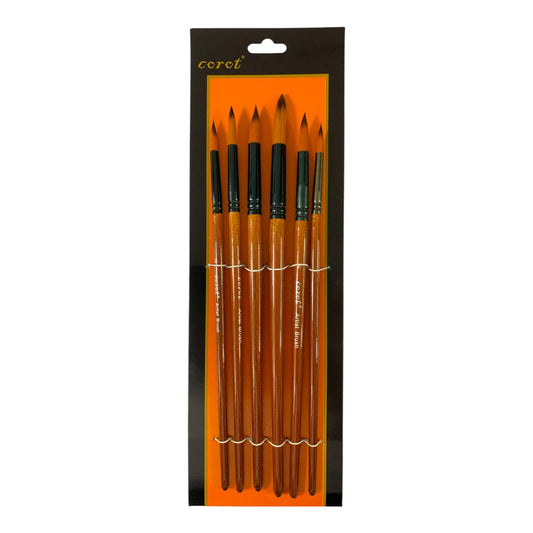 Corot Round Head Paint Brushes 6 Pcs Assorted Sizes || فرش رسم كوروت راس دائري 6 حبة احجام متنوعة