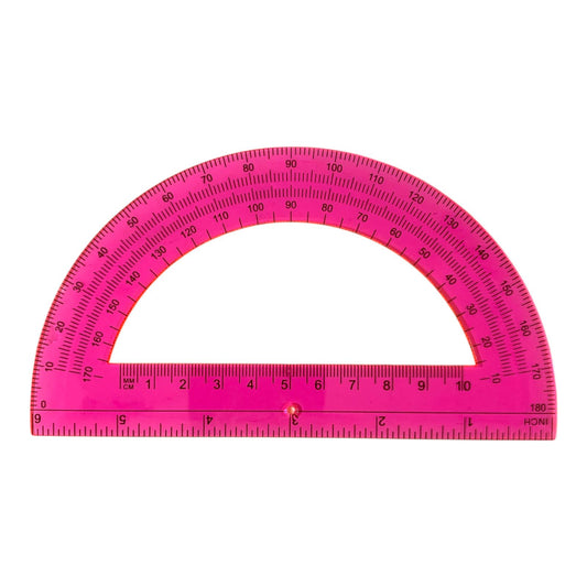 A&T Protractor 180 Degrees Pink Color || منقلة اي اند تي 180 درجة نصف دائرة لون وردي