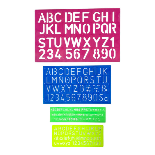 A&T 4 Piece Drawing Set English Letters and Numbers || مساطر اي اند تي فنية 4 قطعة ارقام و احرف