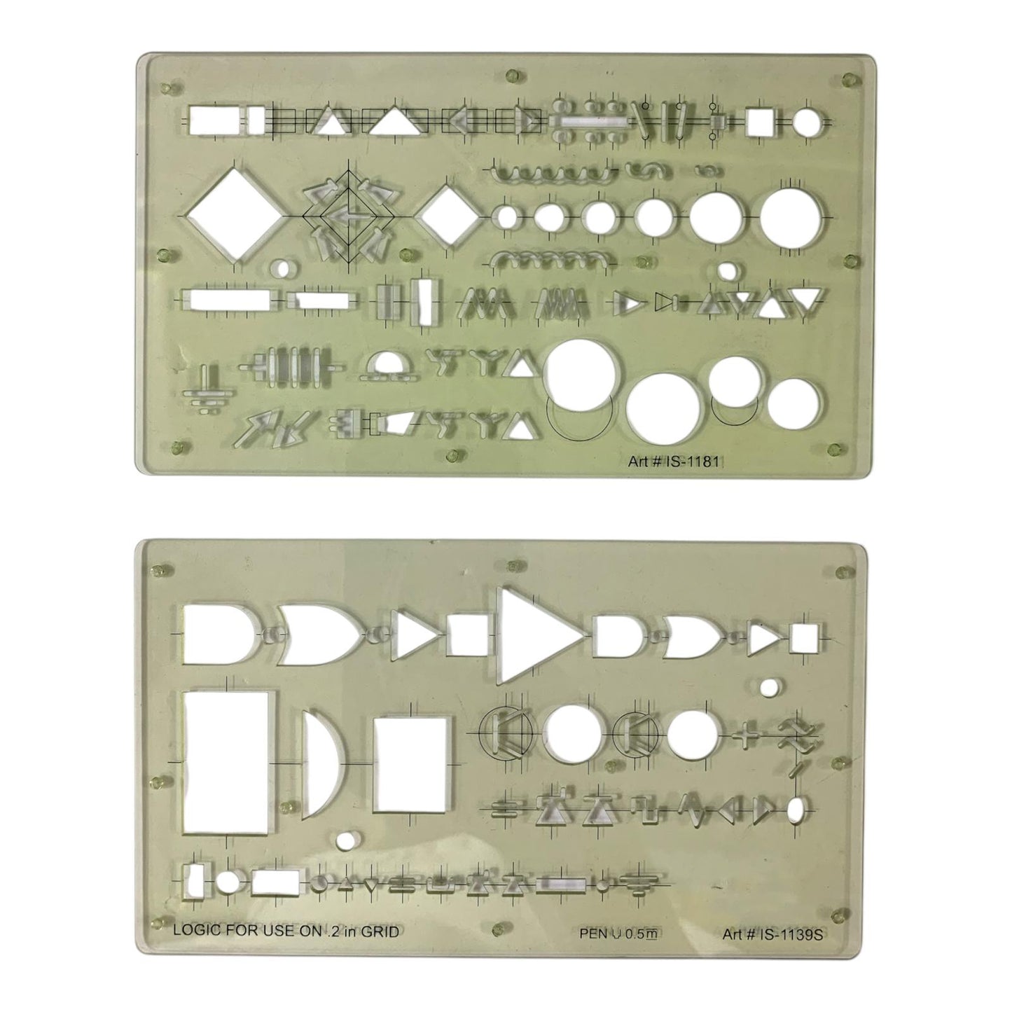 Electric & Electronic Symbols Ruler Stencil Set 2 Pcs || مسطرة رموز كهربائية و الكترونية ستنسل طقم 2 حبة