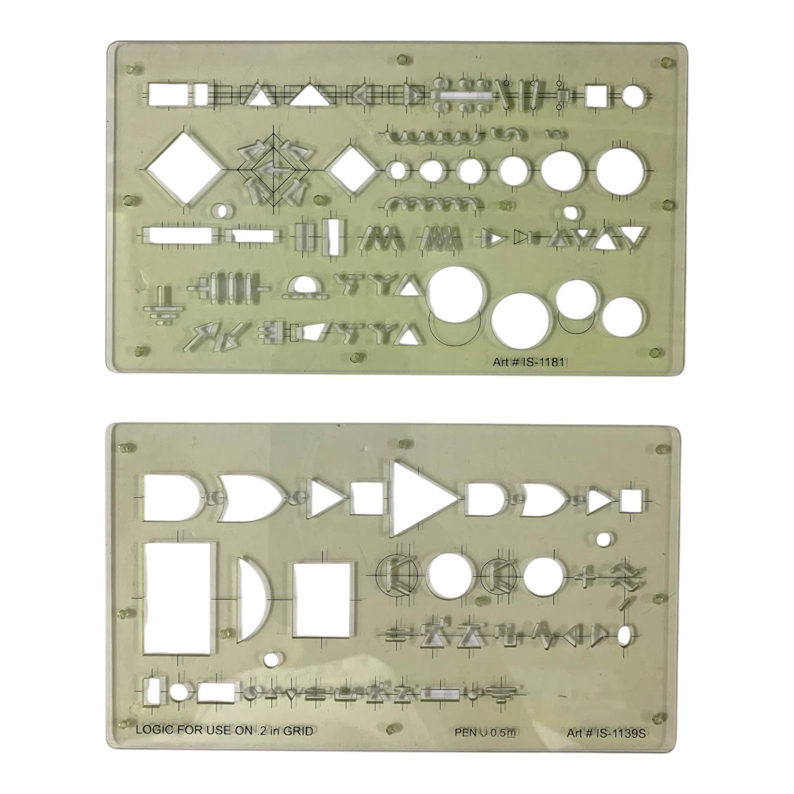 Electric & Electronic Symbols Ruler Stencil Set 2 Pcs || مسطرة رموز كهربائية و الكترونية ستنسل طقم 2 حبة