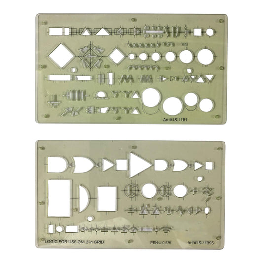 Electric & Electronic Symbols Ruler Stencil Set 2 Pcs || مسطرة رموز كهربائية و الكترونية ستنسل طقم 2 حبة