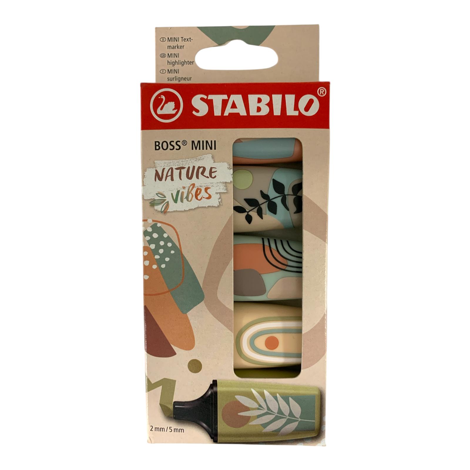 Stabillo Boss Mini Nature Vibes 5 Pack || اقلام هايلايتر فسفوري تخطيط ستابيلو 5 حبة الوان الطبيعة