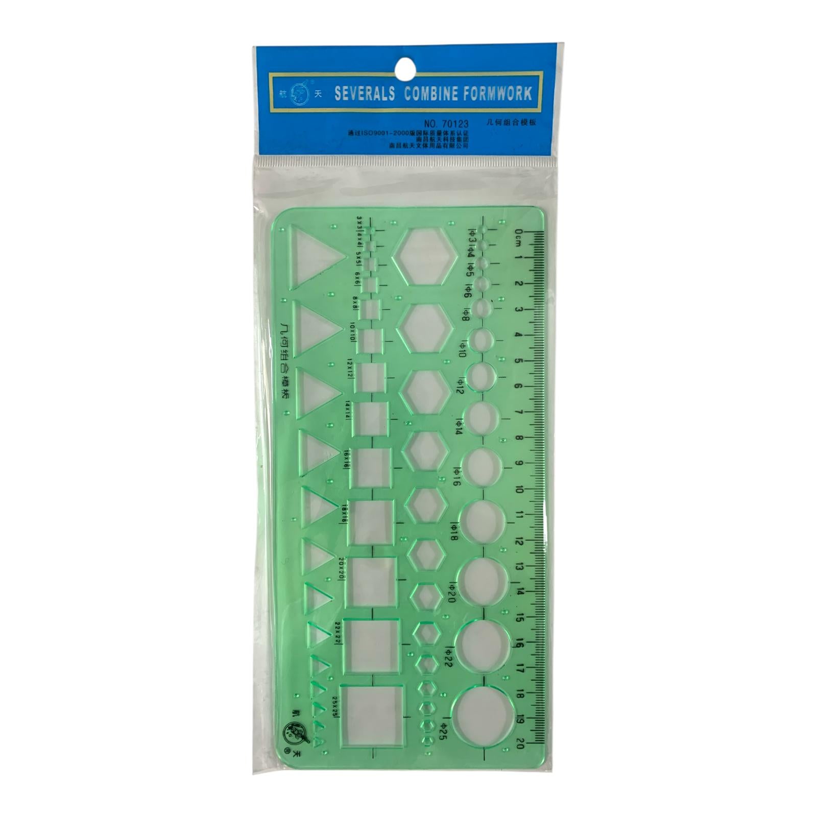 Engineering Stencil Ruler 13 Count Assorted Shapes || مسطرة اشكال هندسية 13 حجم لكل شكل