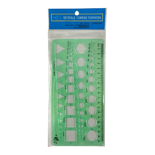 Engineering Stencil Ruler 13 Count Assorted Shapes || مسطرة اشكال هندسية 13 حجم لكل شكل