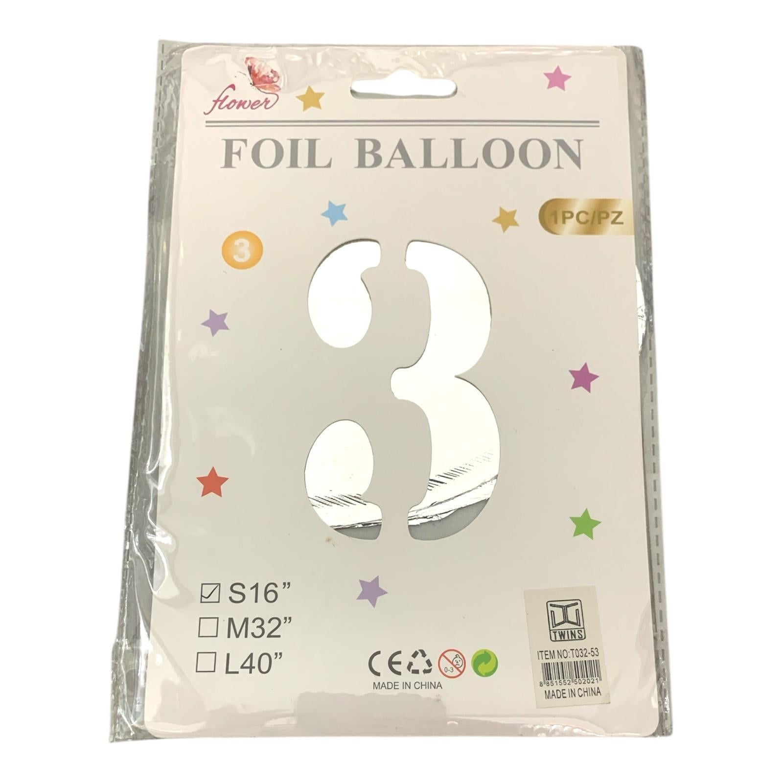 Foil Baloon Numbers Silver Colors 16 inch || بالون ارقام فضي حجم 16 انش