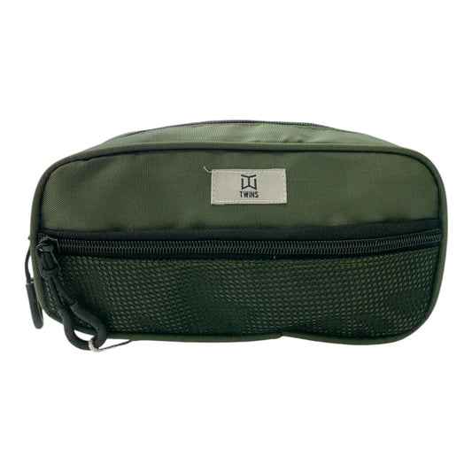 A&T Twins Pencil Case Large Size Olive Color || مقلمة توينز اي اند تي حجم كبير لون زيتي