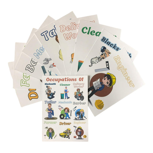 Educational Cards Classroom Strategies Occupations English 01 || بطاقات تعليمية استراتيجيات و العاب نشاطات الفصل بطاقات المهن انجليزي 1