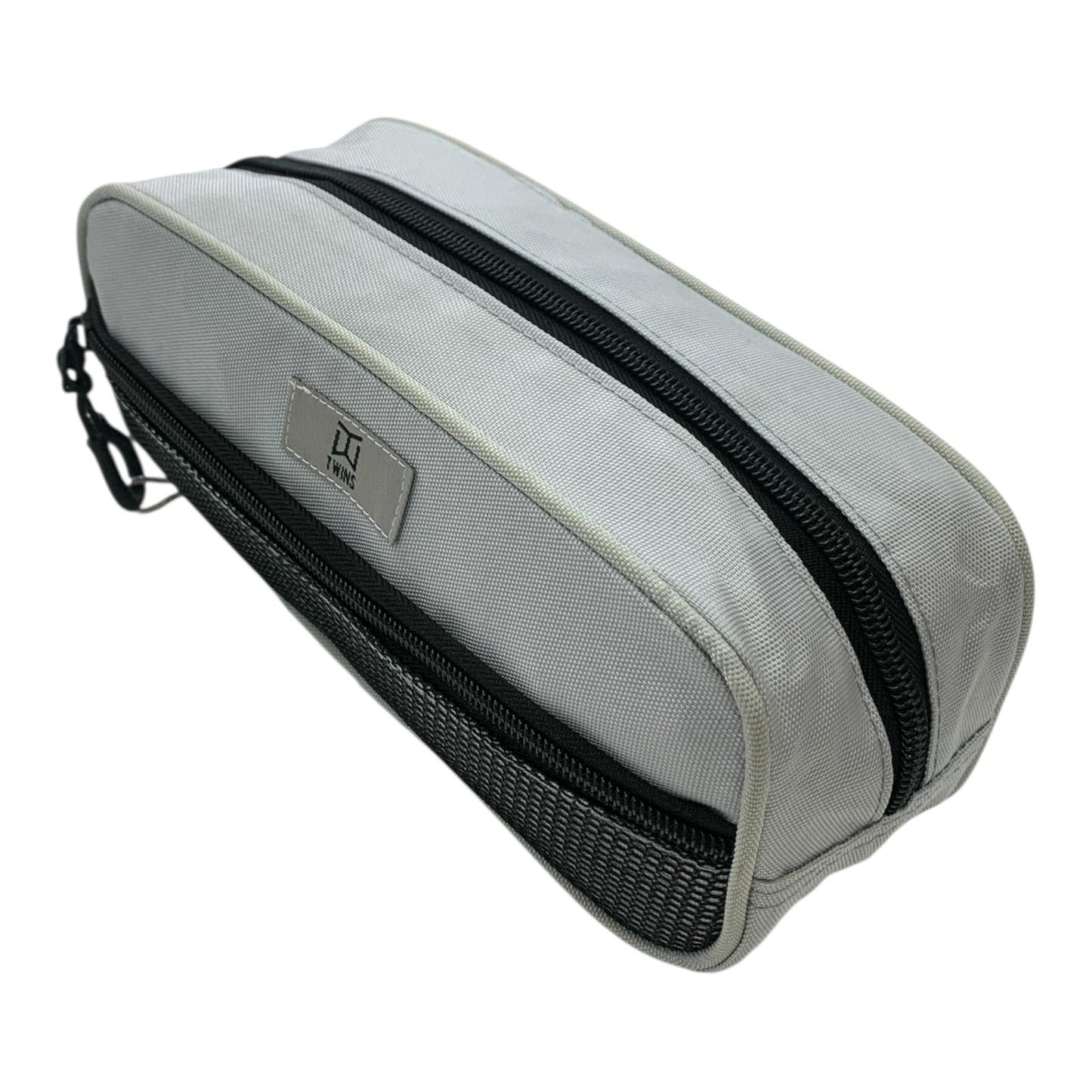 A&T Twins Pencil Case Large Size Grey Color || مقلمة توينز اي اند تي حجم كبير لون رمادي