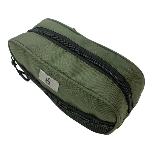 A&T Twins Pencil Case Large Size Olive Color || مقلمة توينز اي اند تي حجم كبير لون زيتي