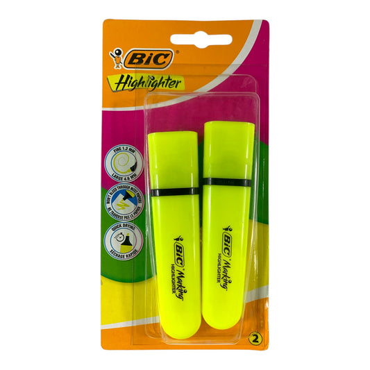 Bic Marking Highlighter Set 2 Pcs || مجموعة هايلايتر بيك لون اصفر 2 حبة