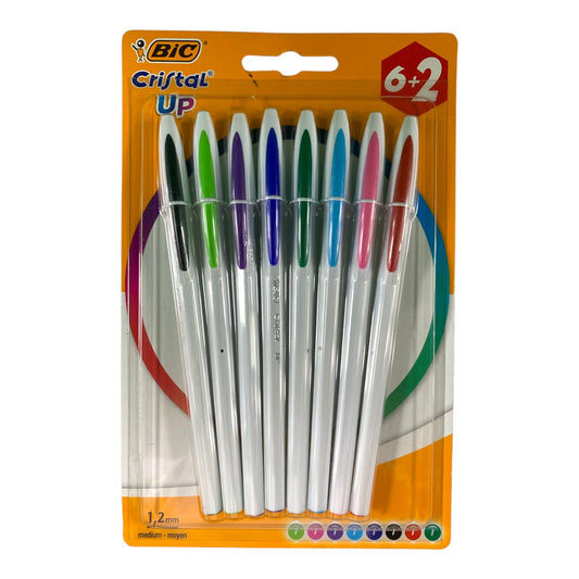 Bic Cristal Up Pens 8 Pcs || اقلام حبر بيك كريستال اب 8 لون