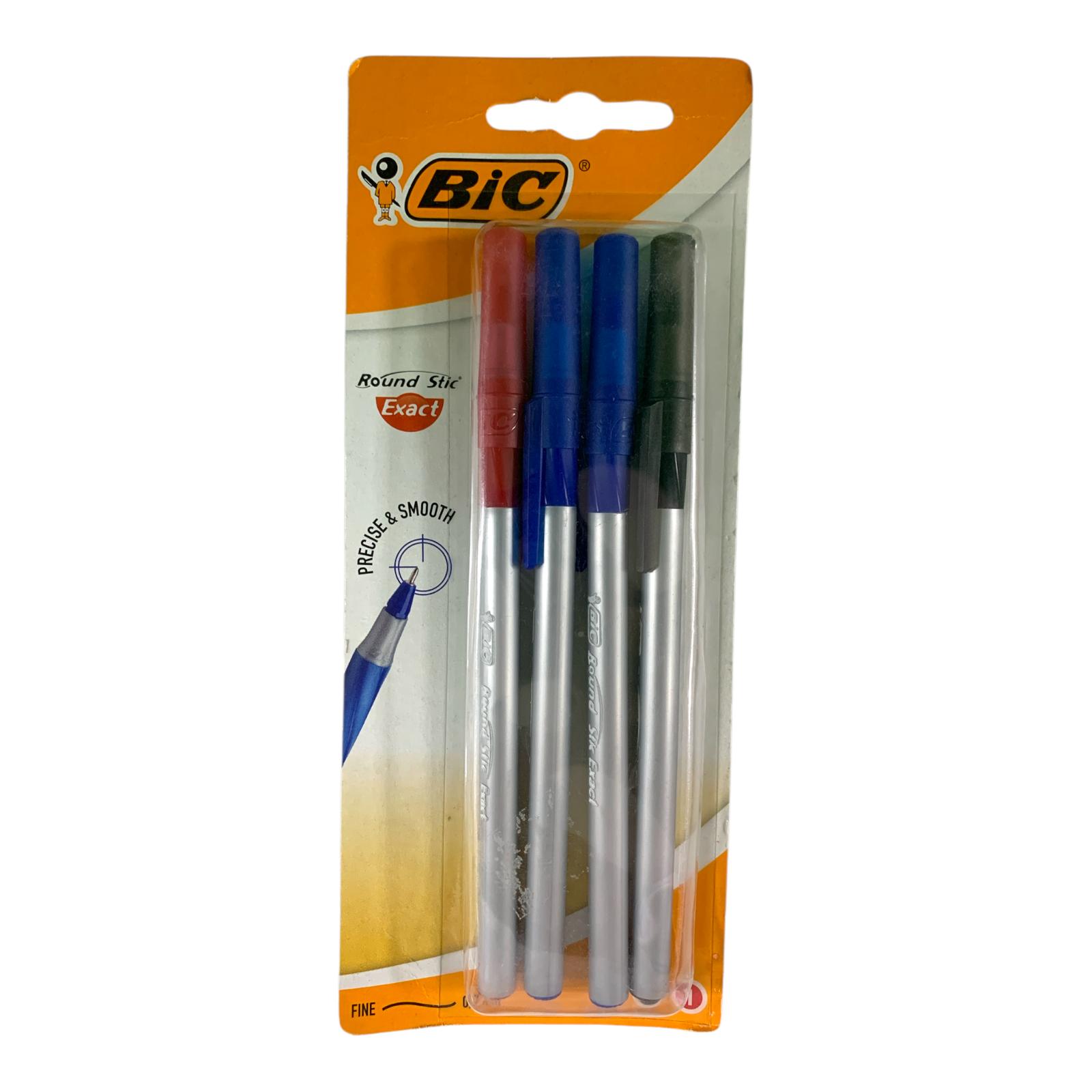 Bic Round Stic Exact Blue Pen 4 Pcs || مجموعة اقلام حبر بيك ستيك 4 حبة